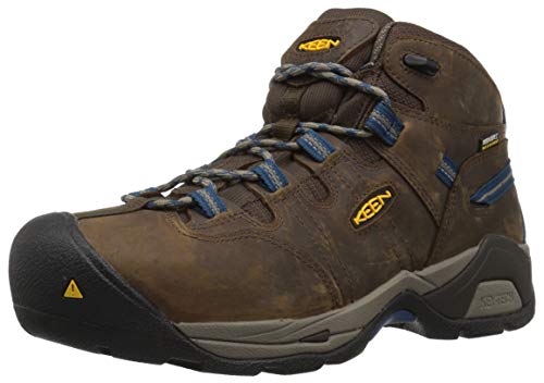 KEEN Utility Men's Detroit XT Mid Steel Toe Waterproof Work Boot, Cascade Brown/Orion Blue, 10.5 Medium US