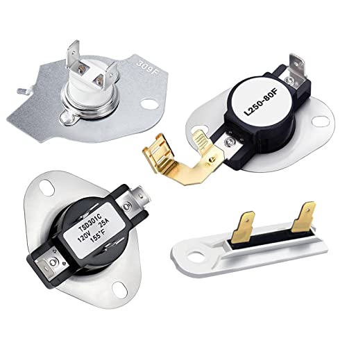 2024 UPGRADE 3387134 Dryer Cycling Thermostat 3392519 Dryer Thermal Fuse 3977393 Thermal Cut-off Switch 3977767 High Limit Thermostat Kit by Beaquicy - Fit for Whirlpool Kenmore Maytag Dryers