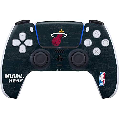 Skinit Gaming Decal Skin Compatible with PS5 and Compatible with PS5 Digital Edition DualSense Controller - Officially Licensed NBA Miami Heat Black Partial Logo Design