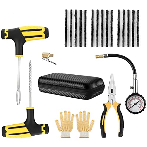 YÁSEZ Car Tire Repair Tool Kit Studding Set Auto Motorcycle Tubeless Puncture Plug Garage with Rubber Strip