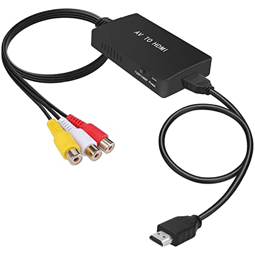 Tengchi RCA to HDMI Converter, Composite to HDMI Adapter Support 1080P PAL/NTSC Compatible with PS one, PS2, PS3, STB, Xbox, VHS, VCR, Blue-Ray DVD Players