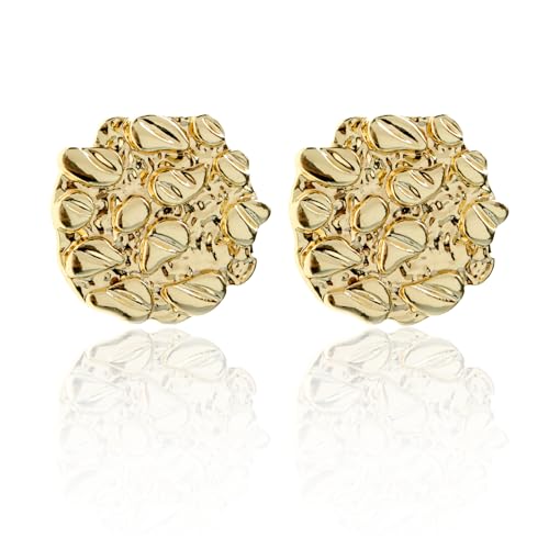 Gold nugget earrings for men - nugget earring 18k gold Plated -925 Sterling Silver Stud Earrings gold plated earrings studs (M)