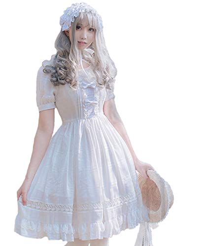 Smiling Angel Girls White Sweet Dress Princess Court Skirts Cosplay Costumes