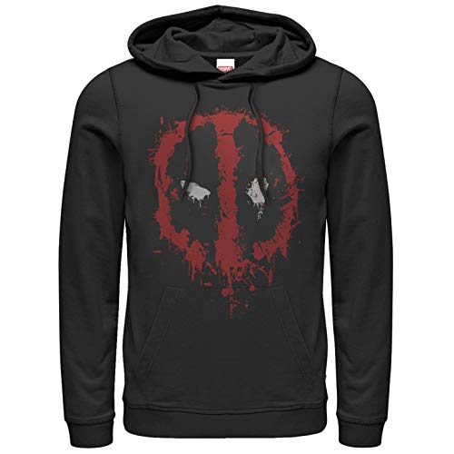 Marvel Men's Deadpool Splatter Icon Hoodie Sweatshirt, Black, Large