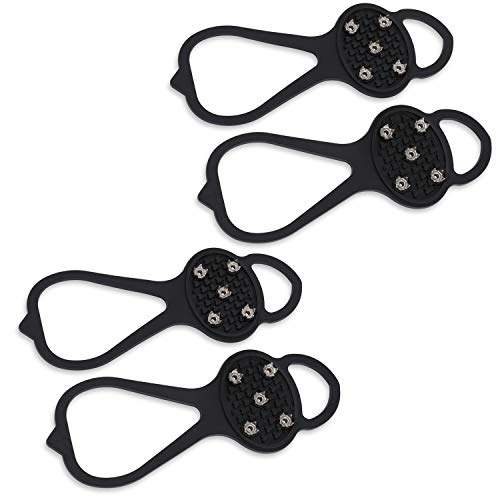 LACE INN Non Slip Gripper Spike, Ice Grippers Traction Cleats Snow Shoe Spikes Grips Crampons with 10 Steel Studs Cleats 2 Pair