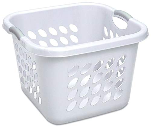 Sterilite 1.5 Bushel Ultra Square Laundry Basket, Plastic Hamper with Comfort Carry Handles for Easy Portability to Laundry Room, White, 6-Pack