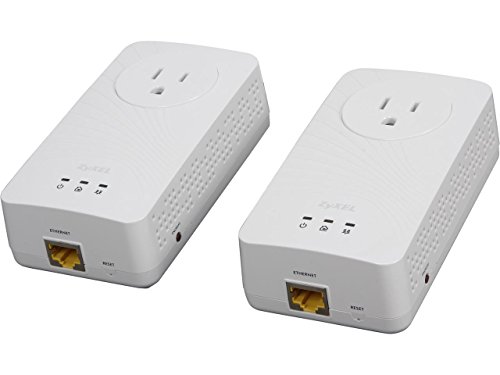 ZyXEL 600 Mbps Mini Powerline AV2 Gigabit Adapter with AC Pass Through, Starter Kit - 2 Units (PLA5215KIT)