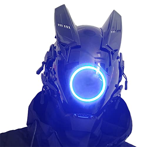 Ormakurda Cosplay Mask for Men Women, Futuristic Punk Techwear, Mask Cosplay Halloween Fit Party Music Festival Accessories (Blue)