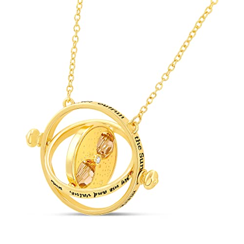 HARRY POTTER Jewelry - Hermione Time Travel Magical Hourglass Rotating Necklace, Time Turner, Gold Plated, 22'