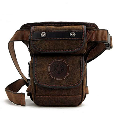 Canvas Waist Pack Drop Leg Bag for Men Tactical Hiking Travel Outdoor Climbing Motorcycle Bike Rider Cycling Fanny Pouch