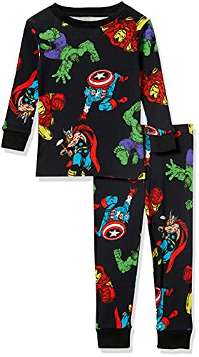 Amazon Essentials Marvel Toddler Boys' Flannel Pajama Sleep Sets, Marvel Avengers - Baby and Kids, 4T