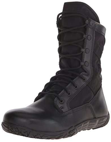 Tactical Research Mini-Mil TR102 8” Minimalist Tactical Boots for Men - Lightweight and Breathable Black Leather with Slip-Resistant Vibram Outsole, Black - 9 W