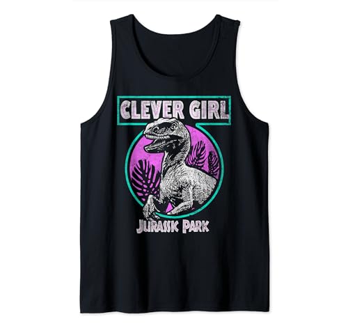 Jurassic Park Distressed Teal Raptor Clever Girl Tank Top