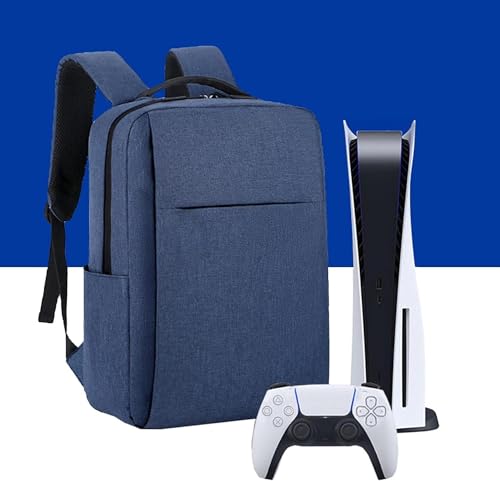 ReLdas Simple Shoulder Bag, Business Multifunctional Computer Bag, PS5 Console Travel Organiser Tote Backpack, PS5 Set Deluxe Protective Tote Bag, Travel Carrying Case (Black) ( Color : Blue )