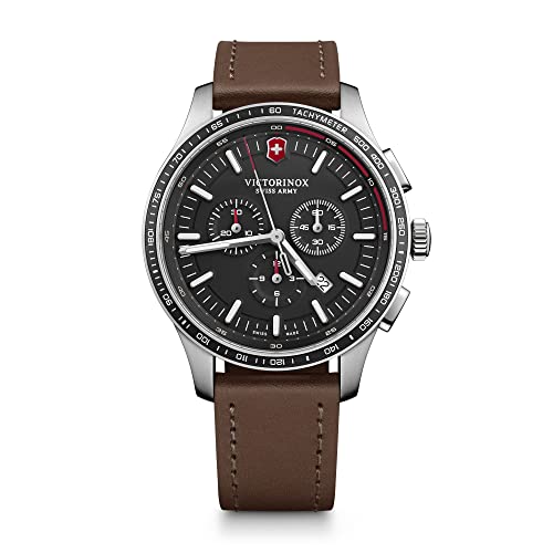 Victorinox Alliance Sport Stainless Steel Swiss-Quartz Watch with Leather Strap, Brown, 21 (Model: 241826)