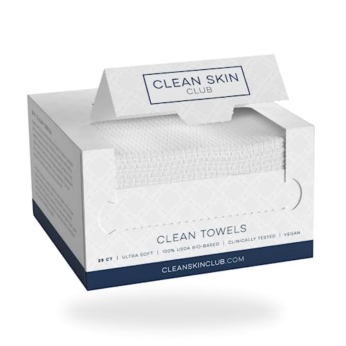 Clean Skin Club Clean Towels | Worlds 1ST Biodegradable Face Towel | Disposable Makeup Removing Wipes | Dermatology Tested & Approved | Vegan & Cruelty Free | Super Soft For Sensitive Skin