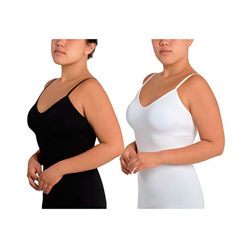 Skinnygirl Women's Scoop Neck Layering Camisole, 2-Pack (Black & White, Large)