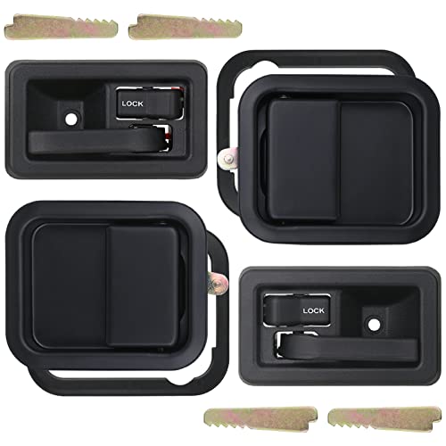 APPERFiT Exterior & Interior Door Handles w/Keepers Compatible with Jeep Wrangler YJ TJ 1991-2006 with Full Doors Replaces 55176382AE 55176383AE 55176477AB 55176476AB