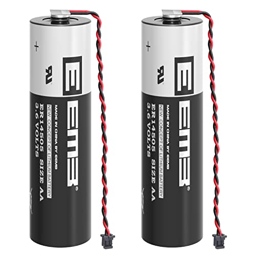 EEMB 3.6V ER6V Battery Replacement Lithium Battery ER14505 2600mAh with Plug Compatible with Toshiba PLC Battery ER6VC119A/119B (2 Pack)