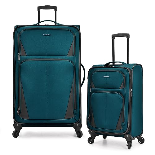 U.S. Traveler Aviron Bay Expandable Softside Spinner Wheels, Teal, 2 Piece Luggage