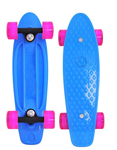 CyBoard 17inchX5inch Completed Skateboard Mini Cruiser Board with High Bounce PU Wheel (Blue) …