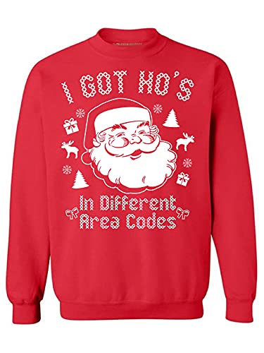 Awkwardstyles I Got Hos in Different Area Codes Sweater Ugly Christmas Crewneck XL Red