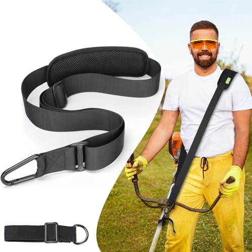 GodFan Trimmer Strap for Weed Eater Shoulder Strap Harness [Upgraded Metal-Clip], Compatible with Greenworks/DEWALT/EGO String Trimmer, Leaf Blower, Shrub Trimmers & Snow Blower, Black