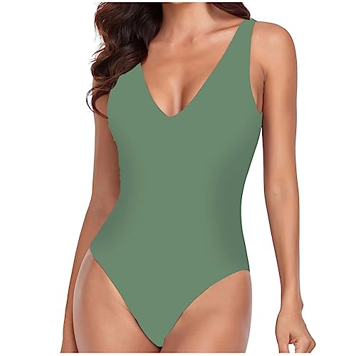 Your Orders Women V Neck One Piece Swimsuit Backless Tummy Control Bathing Suit Solid Color Surfing Swimwear Monokini