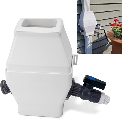 Rainwater Collection Diverter for Downspout Fits 2x3”and 3x4” Standard Downspouts，with Universal PVC Valve Rain Barrel Diverter Kit for Gardening,Landscaping, and Plant Watering, White
