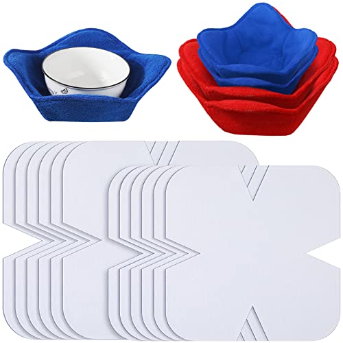 12 Pieces Cozy Pre Cut Batting Microwave Quilt Batting Fabric Batting for Quilting Bowl Cozy Pattern Template Bowl Wrap Cut on Fold Template for Sewing DIY (9.84 x 9.84 Inch, 7.8 x 7.8 Inch)