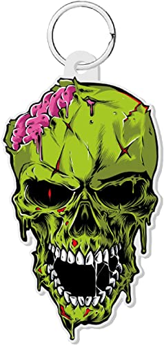 Ideogram Designs Zombie SKULL creepy keychain scary cool unique art inspired gift