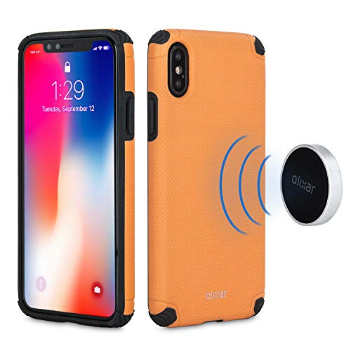 Olixar for iPhone X Case - Magnetic iPhone X Case - Magnus - with Magnetic Holders Included - Tough Rugged Case - Orange