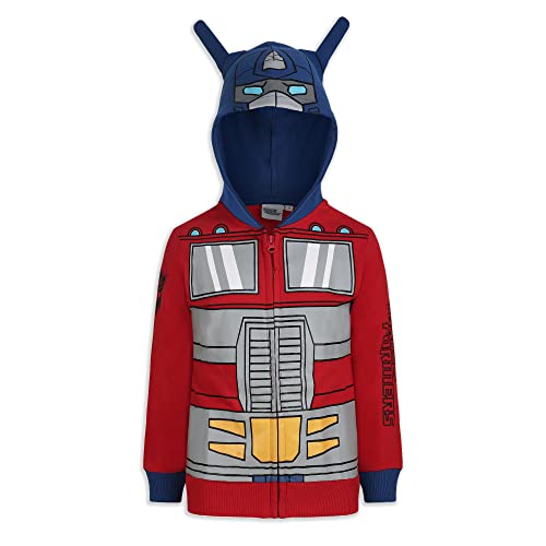 Hasbro Transformers Optimus Prime and Bumblebee Boys’ Zip Up Hoodie for Little Kids – Blue/Red/Yellow