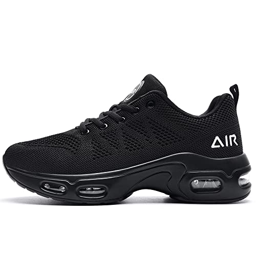 SURRAY Women's Air Running Shoes Walking Tennis Sneakers Athletic Fashion Breathable Sport Gym Shoes Black(US8.5)