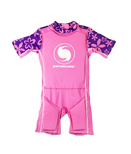 SWIMLINE Pink Swim Trainer Floating Vest Suit For Kids & Toddlers Ages 2-6 Boys/Girls -Comfortable Zip Up Buoyant Foam Swimming Life Jackets Puddle Jumpers 30-45 Pounds Lbs Children Learning Swimwear