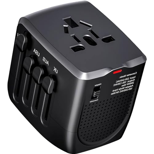 International Travel Adapter Voltage Converter to Step Down 220V to 110V for Hair straighteners, laptops, Cell Phones, Power converters from USA to UK, Europe, Australia Over 200 Countries (Black)