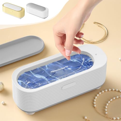 Multifunctional Eye Cleaning Machine, Portable Household Eyeglass Cleaner, Suitabl for Jewelry, Jewelry, Glasses, Watches, Razors, Braces (Beige)