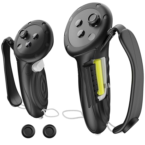 APEXINNO Extended Handle Controller Grips Cover for Meta Quest 3 VR Accessories, Extension Controller Protector Cover Skin with Adjustable Straps, Battery Cover Opening for Oculus Quest 3