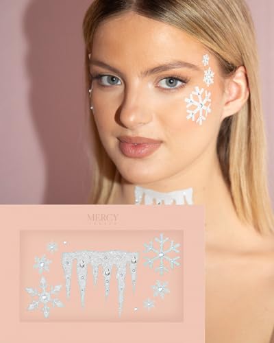 Ice Queen Face Jewels  Mercy London Frozen Costume Accessories Face Gems Jewels All In One Halloween Headpiece Stick On