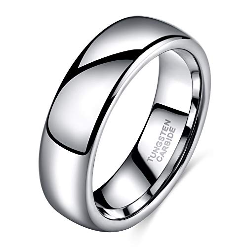 TRUMIUM 6mm White Tungsten Carbide Ring Unisex High Polished Classic Dome His and Hers Wedding Band Comfort Fit Size 6.5