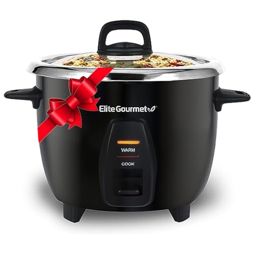 Elite Gourmet ERC2010B# Electric 10 Cup Rice Cooker with 304 Surgical Grade Stainless Steel Inner Pot Makes Soups, Stews, Grains, Cereals, Keep Warm Feature, cups cooked (5 Cups uncooked), Black