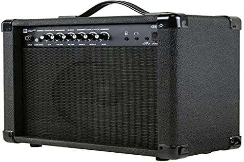 Monoprice 1x8 Guitar Combo Amplifier - Black, 20-Watt, 86dB of Gain - 1/4 Inch Input for Guitars, Aux MP3 Input, 3.5mm Headphone Output