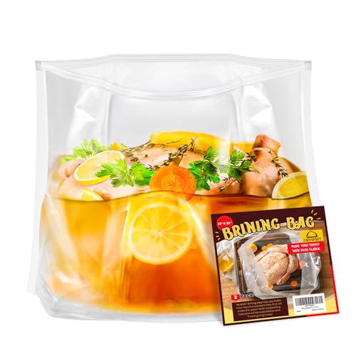 MEWMET Brine Bags for Turkey, 26'×22', 3 Pack, Double Zipper Lock Thicker Brining Bags with 2 Cotton Strings, Holds up to 35lb, Extra Large Brine Bag Fits for Turkey, Chicken, Beef, Fish, Lamb, Pork