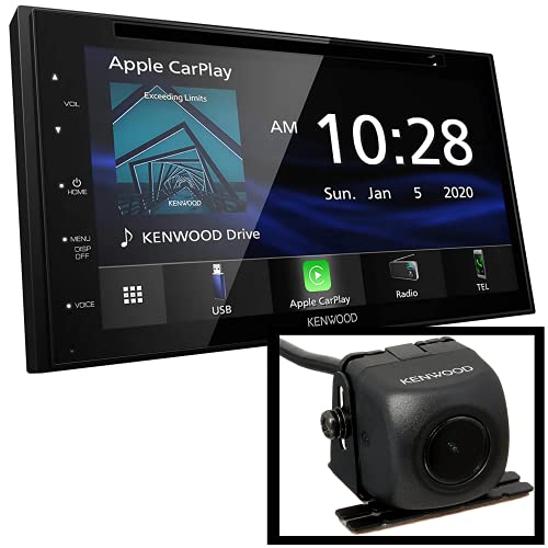 Kenwood DDX5707S 6.8' DVD/CD Receiver with AM/FM RDS Tuner, Waze-Ready with Apple CarPlay or Android Auto and Built-in Bluetooth | Plus Kenwood CMOS-130 Rearview Camera