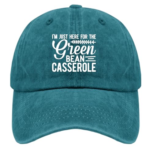 I'm Just Here for The Green Bean Casserole Hats Running Hats for Women Cyan Blue Dad Hat Gifts for Grandpa Cycling