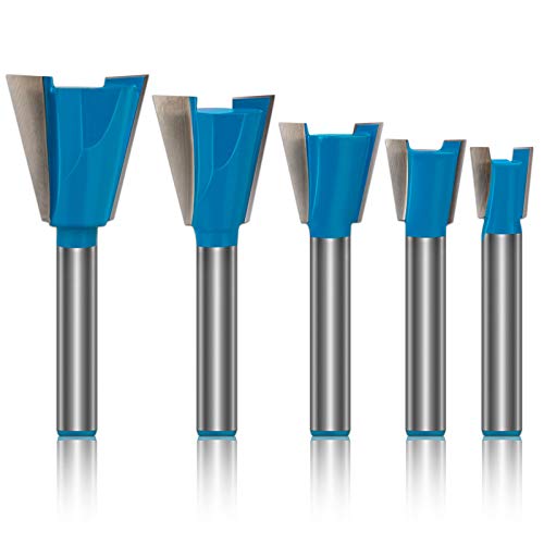 K Kwokker Dovetail Router Bit 1/4 Shank, Dovetail Jig for Router, 1/2' 3/4' 3/8' 5/8' 7/8' Dia Wood Milling Cutter Tool for The Construction of Boxes Drawers Chests and Fine Casework Woodworking