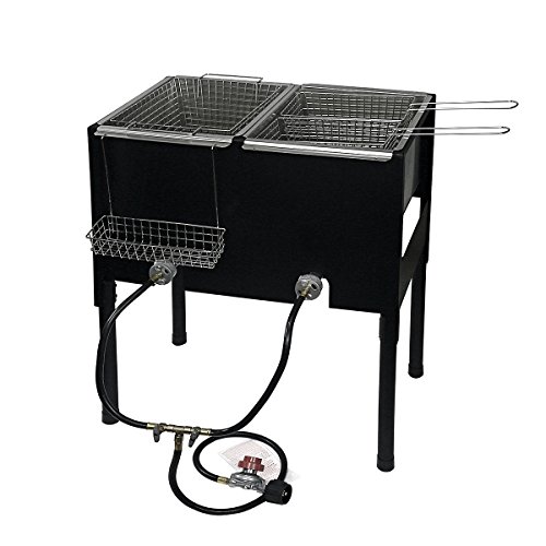 Barton High-Pressure Triple Basket Deep Fryer Dual Burner Propane Burner Fish Cooker Fry Basket Fryer