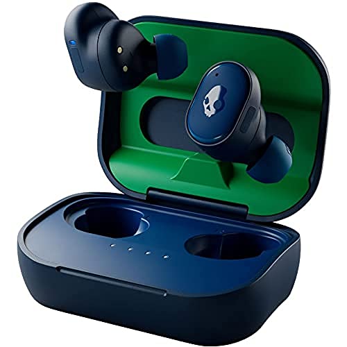 Skullcandy Grind In-Ear Wireless Earbuds, 40 Hr Battery, Skull-iQ, Alexa Enabled, Microphone, Works with iPhone Android and Bluetooth Devices - Dark Blue/Green