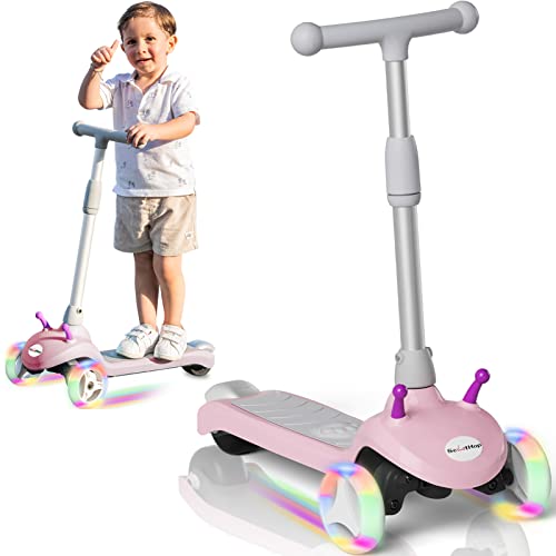 Scoothop 3 Wheel Electric Scooter for Kids, Motorized Scooter for Kids with Flashing LED Wheels,5Mph Safe Speed, Lean to Steer, 3 Height Adjustable, Kids Electric Scooter for Ages 2-8