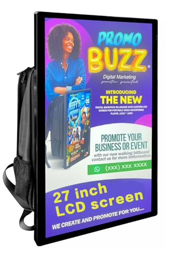 Welaso 27/32 inch LCD Ads Backpack,4G+32G,TouchScreen,APP Wireless Screen Projection,Human Walking Bag Digital Billboard (27 inches Screen+4G RAM +32G)